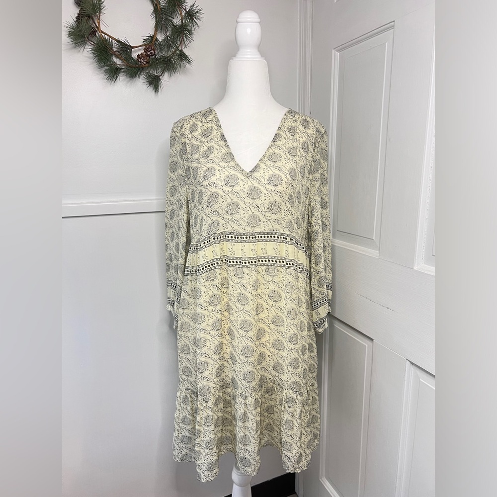 Ba&sh Becky Sheer Floral Block Print Mini Babydoll Dress in Ecru